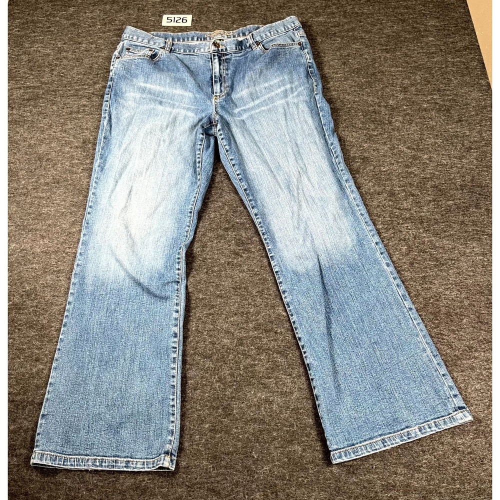 Lauren Jeans Co. Jeans Womens 16 Blue Denim Cotton 5 Pockets Light Wash Wide Leg